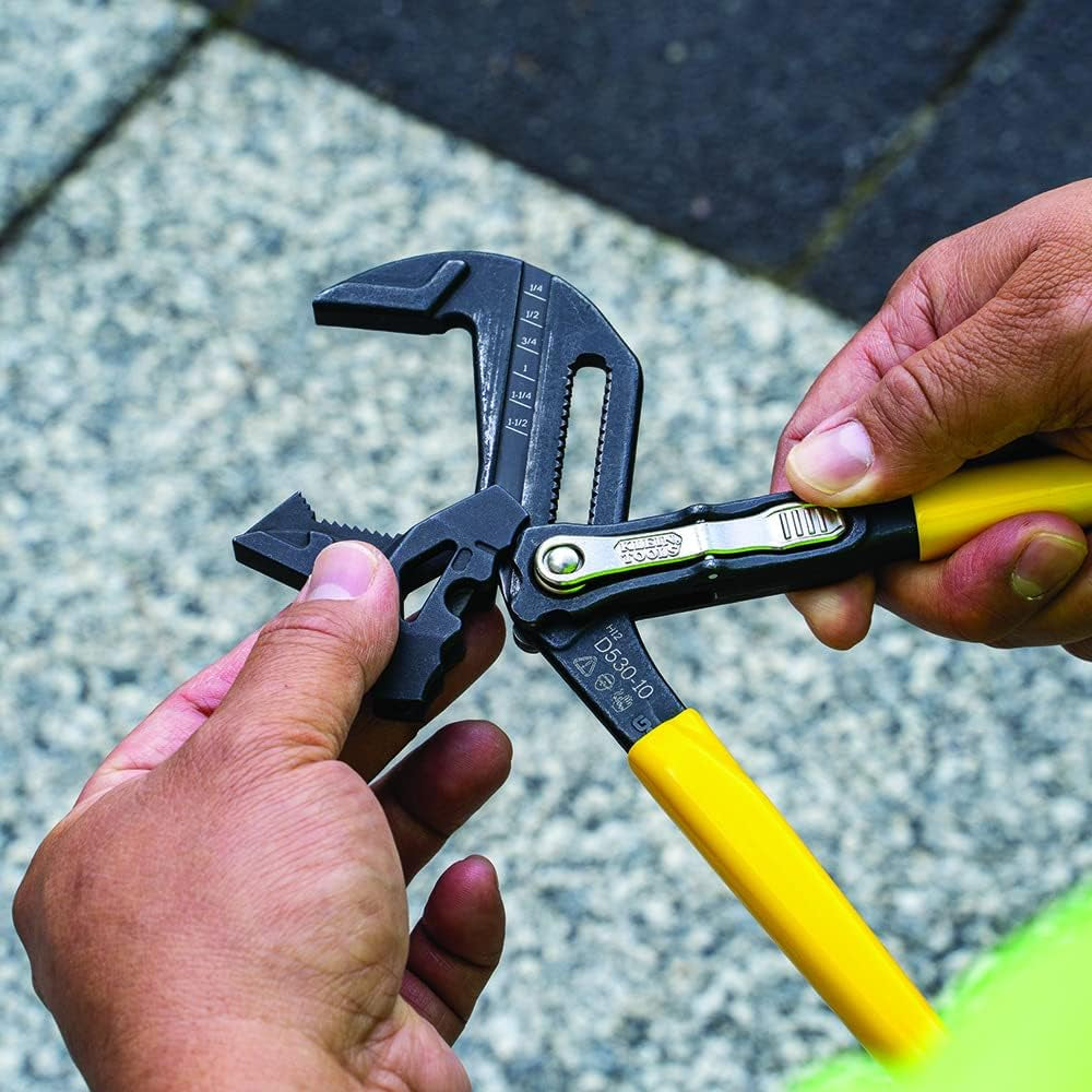 D53010 Plier Wrench, Adjustable Pump Plier and Smooth Parallel Jaws, High Leverage, 10-Inch