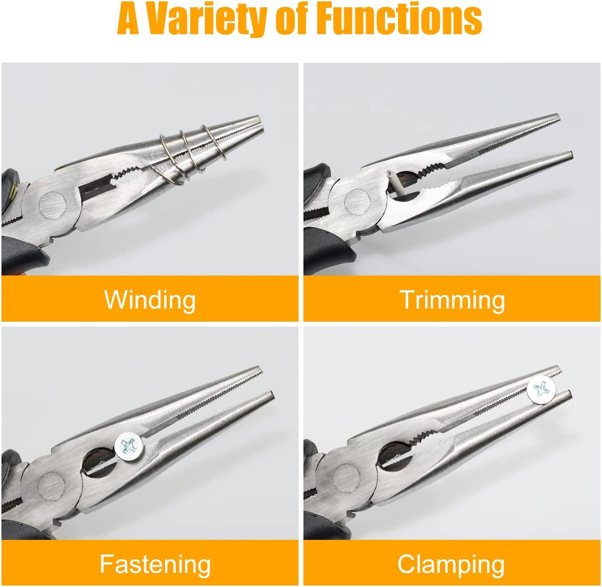 ZUZUAN Premium VISE-GRIP Long Needle Nose Pliers- 8” & 6’’, Paper Clamp Precision, High Carbon Steel, Soft Grip with Wire Cutter, Long Nose Cutting Pliers for Home, Fishing, Jewelry, Crafts,2Pcs