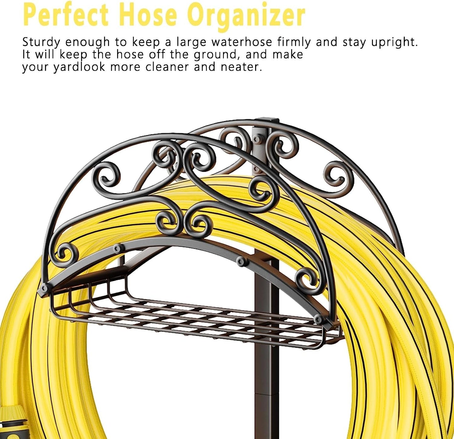 Freestanding Garden Hose Holder, Heavy Duty Metal Water Hose Holder, Detachable Hose Rack, Hose Storage Hose Stand for Garden outside Yard Storage,Can Store 150Ft Water Pipes
