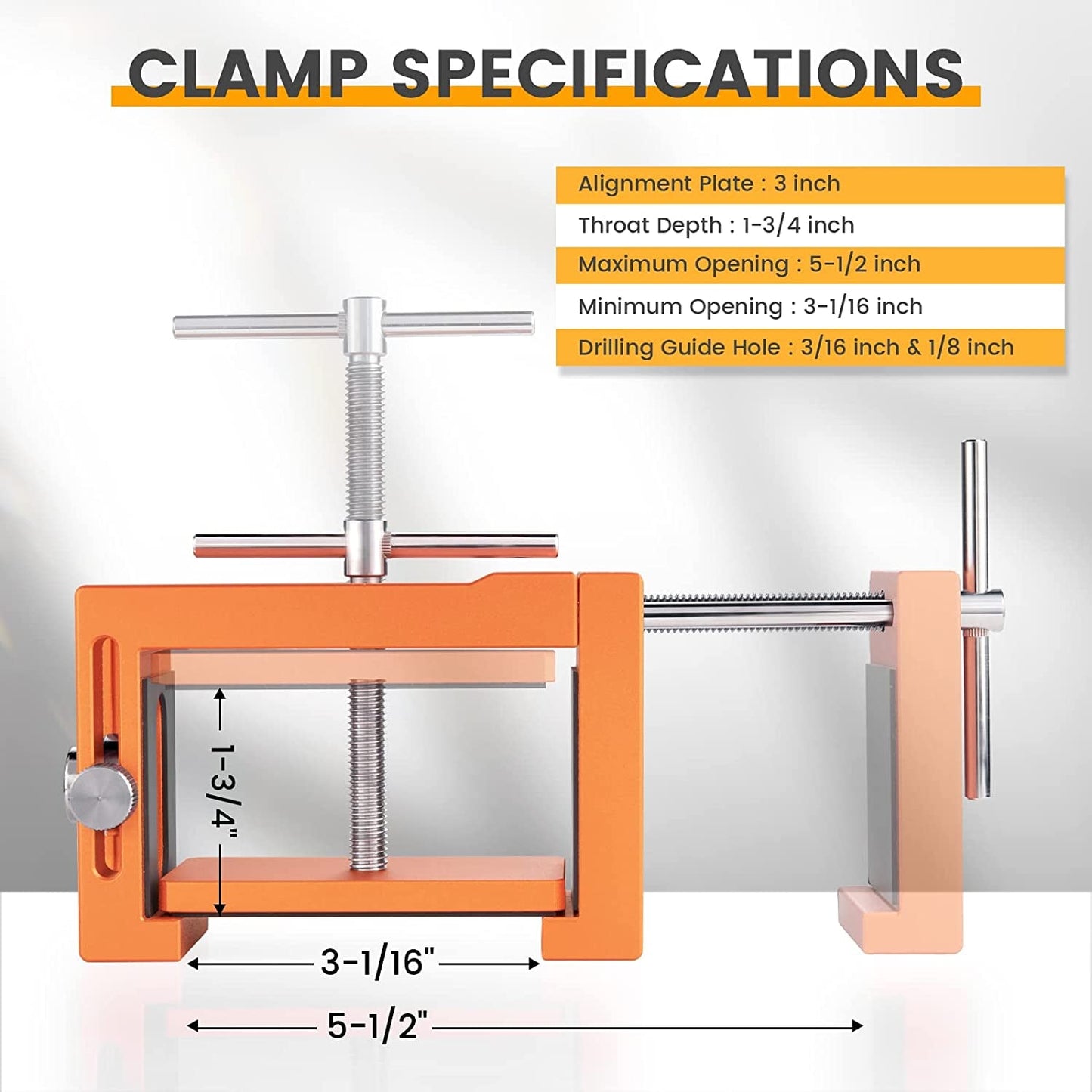 Cabinet Installation Clamps - Cabinetry Clamp for Easy and Fast Installing Face Frame of Cabinets, Highly Durable All Metal Claws with Two Flexible Drill Hole Guides, Orange, 2-Pack
