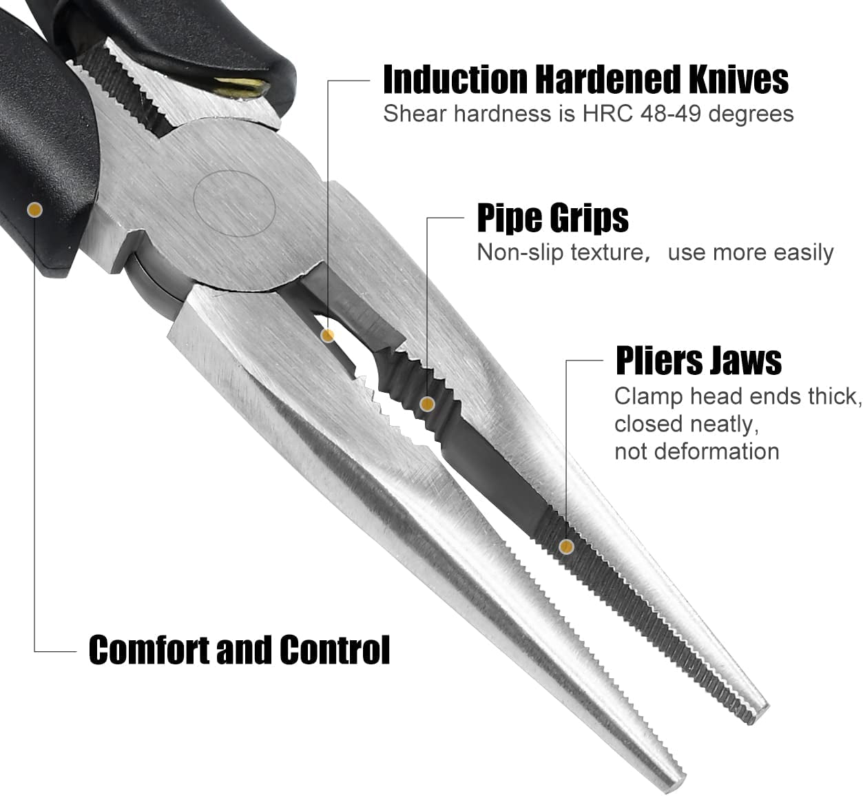 ZUZUAN Premium VISE-GRIP Long Needle Nose Pliers- 8” & 6’’, Paper Clamp Precision, High Carbon Steel, Soft Grip with Wire Cutter, Long Nose Cutting Pliers for Home, Fishing, Jewelry, Crafts,2Pcs