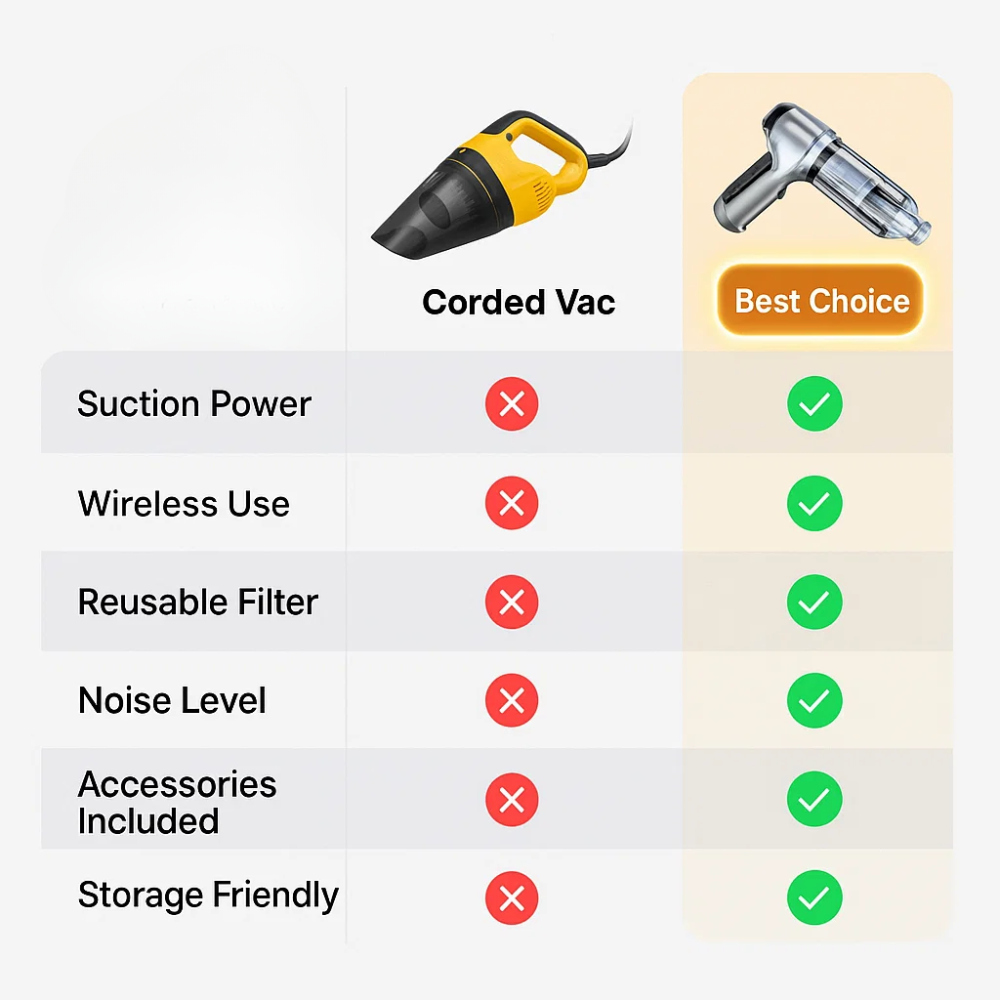 Compact Rechargeable Auto Vacuum Mini Cleaning Tool