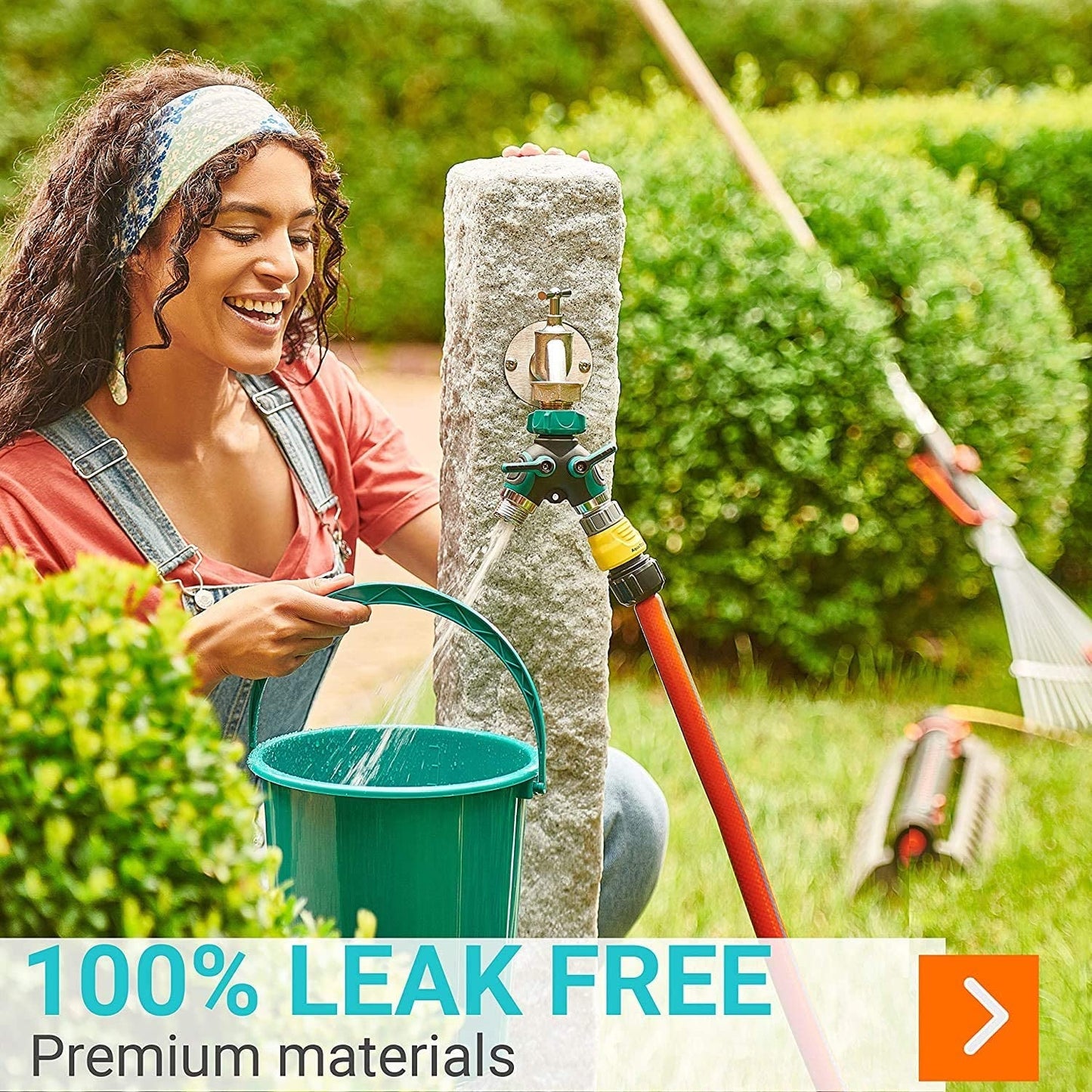 Water Splitter 2 Way, Garden Y Hose Connector Metal Body, Water Faucet Splitter with Comfortable Rubberized Grip, 2 Way Hose Splitter Heavy Duty for Outdoor and Indoor Use (Green)