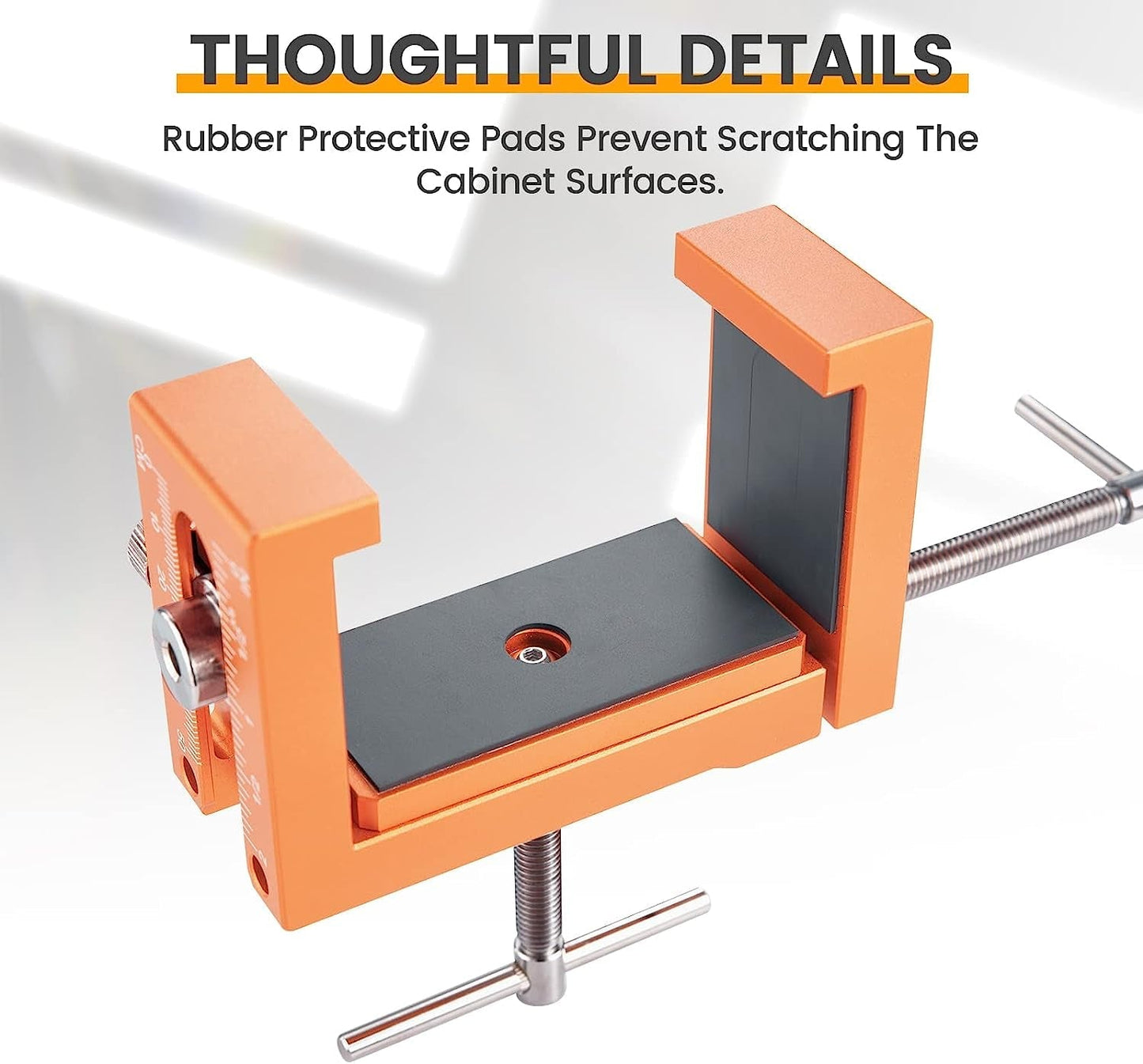 Cabinet Installation Clamps - Cabinetry Clamp for Easy and Fast Installing Face Frame of Cabinets, Highly Durable All Metal Claws with Two Flexible Drill Hole Guides, Orange, 2-Pack