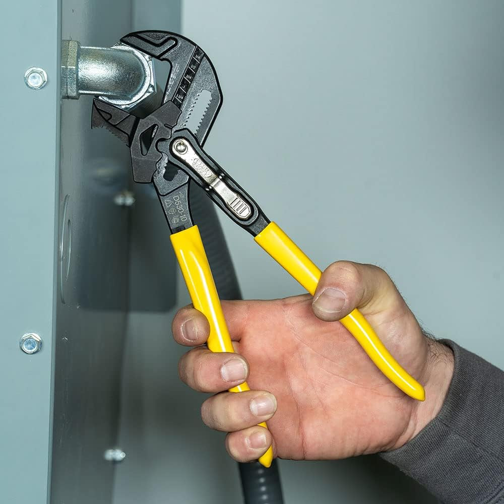 D53010 Plier Wrench, Adjustable Pump Plier and Smooth Parallel Jaws, High Leverage, 10-Inch