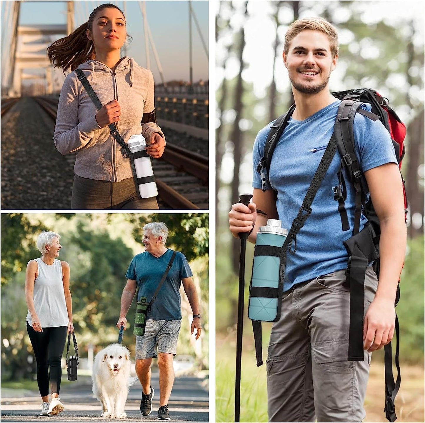 Carrier Strap, for 12/25/32/40/64 Oz Universal/Hydro Flask Water Bottles, Adjustable Shoulder Strap & Carabiner, for Walking Hiking Gym (Bottle Excluded)