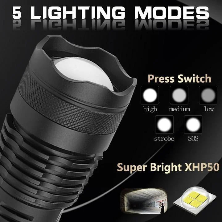Compact Rechargeable Zoom LED Flashlight