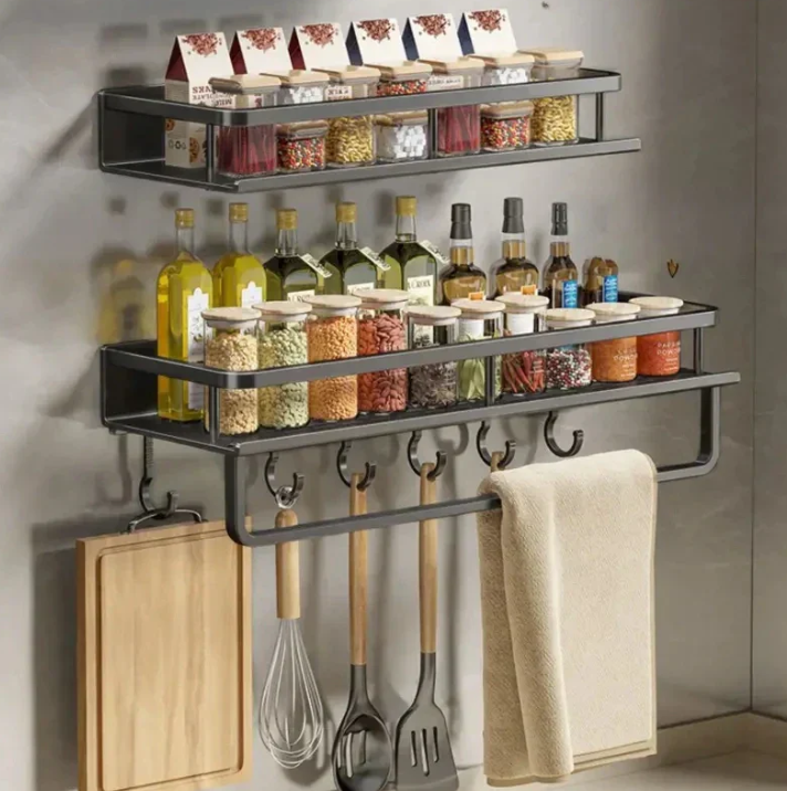 Compact Wall Mounted Shelf with Towel Holder Organizer