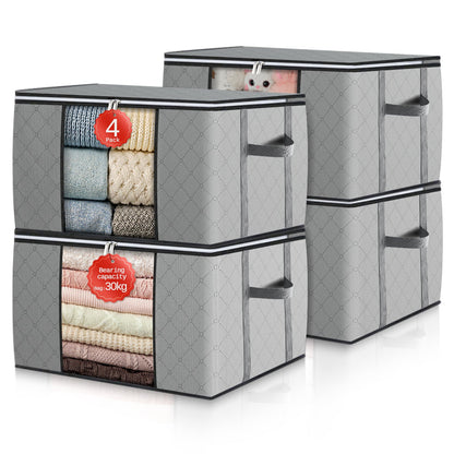 Foldable Storage Containers with Transparent Top and Grip Handles