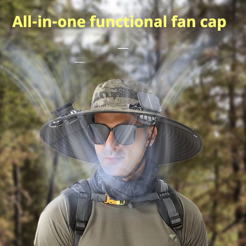 Breathable Sports Hat with Extra Wide Brim and Cooling Fans