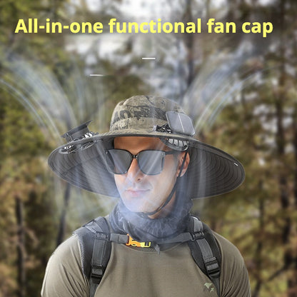Breathable Sports Hat with Extra Wide Brim and Cooling Fans