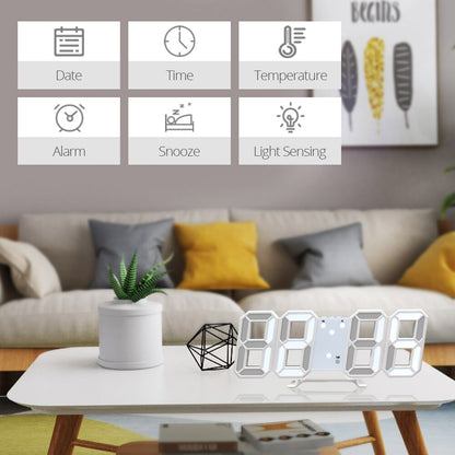 Stylish 3D LED Clock with Built-in Night Light