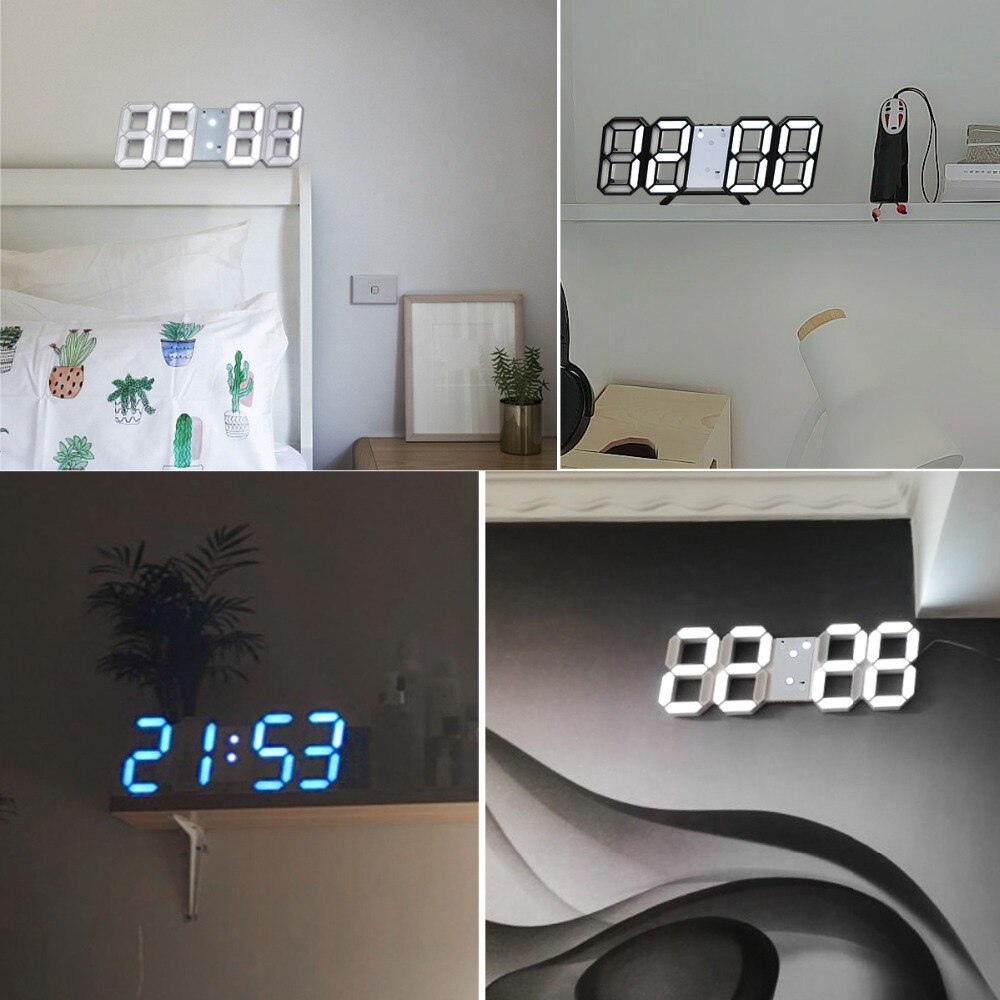 Stylish 3D LED Clock with Built-in Night Light
