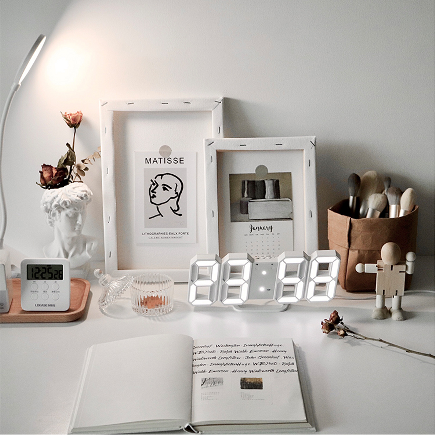 Stylish 3D LED Clock with Built-in Night Light