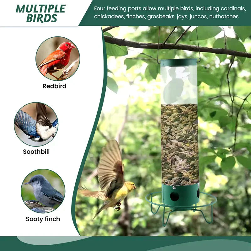 Durable Outdoor Bird Feeder with Multiple Feeding Stations