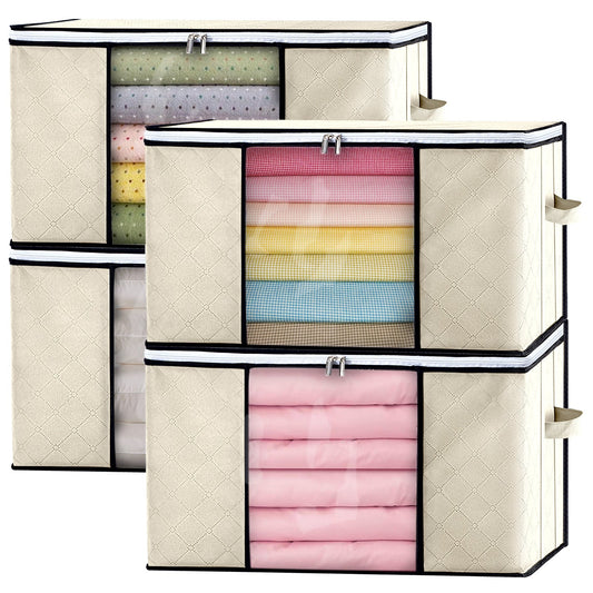 Foldable Storage Containers with Transparent Top and Grip Handles - Korstal