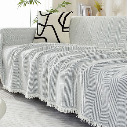 Cozy Chevron Throw Blanket with Gentle Trim