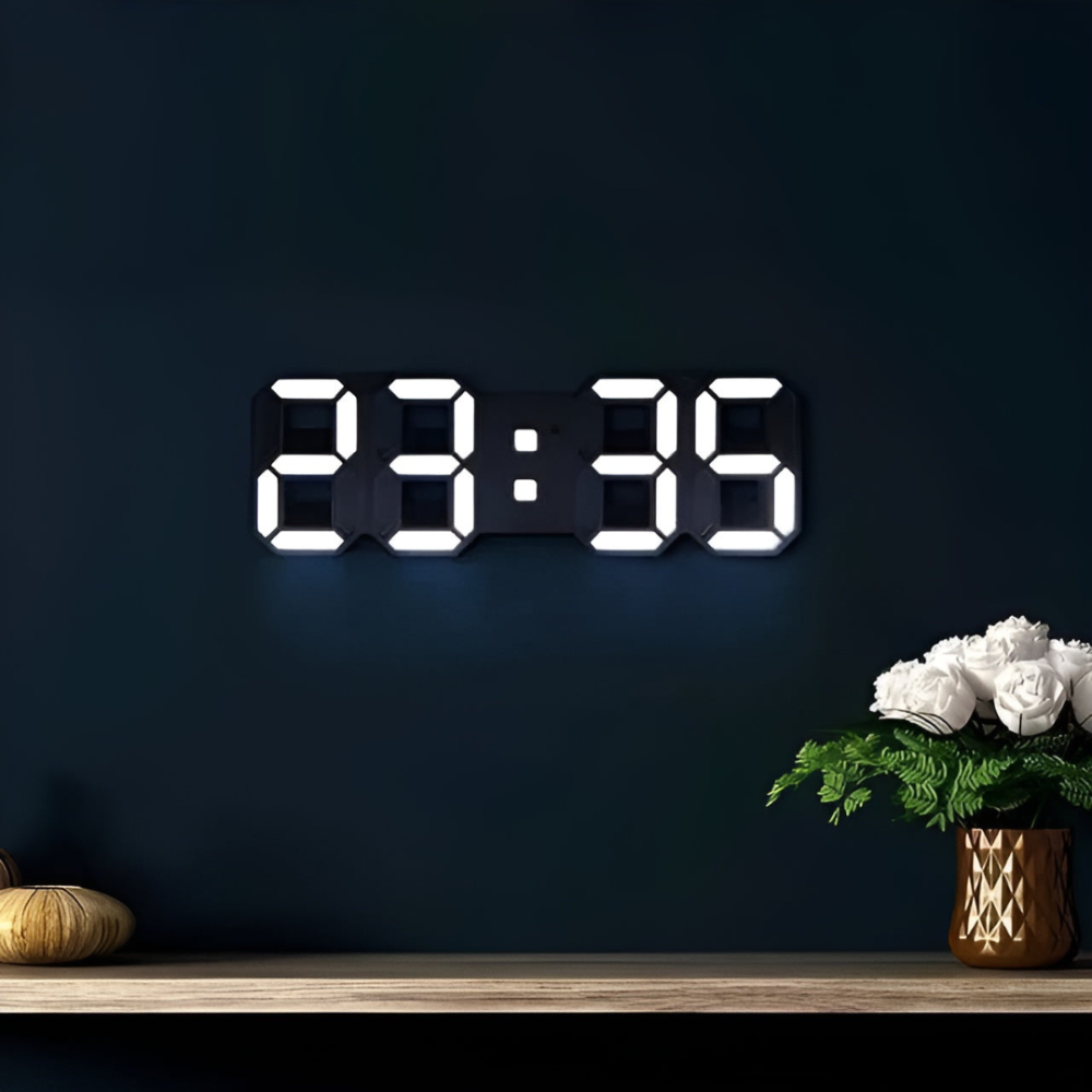 Stylish 3D LED Clock with Built-in Night Light