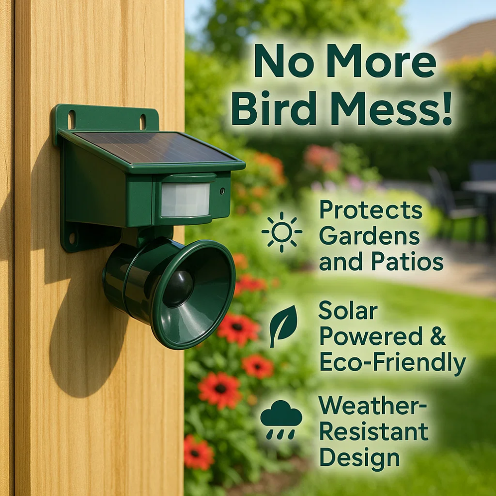 Solar Powered Outdoor Bird Repellent Scarer Device