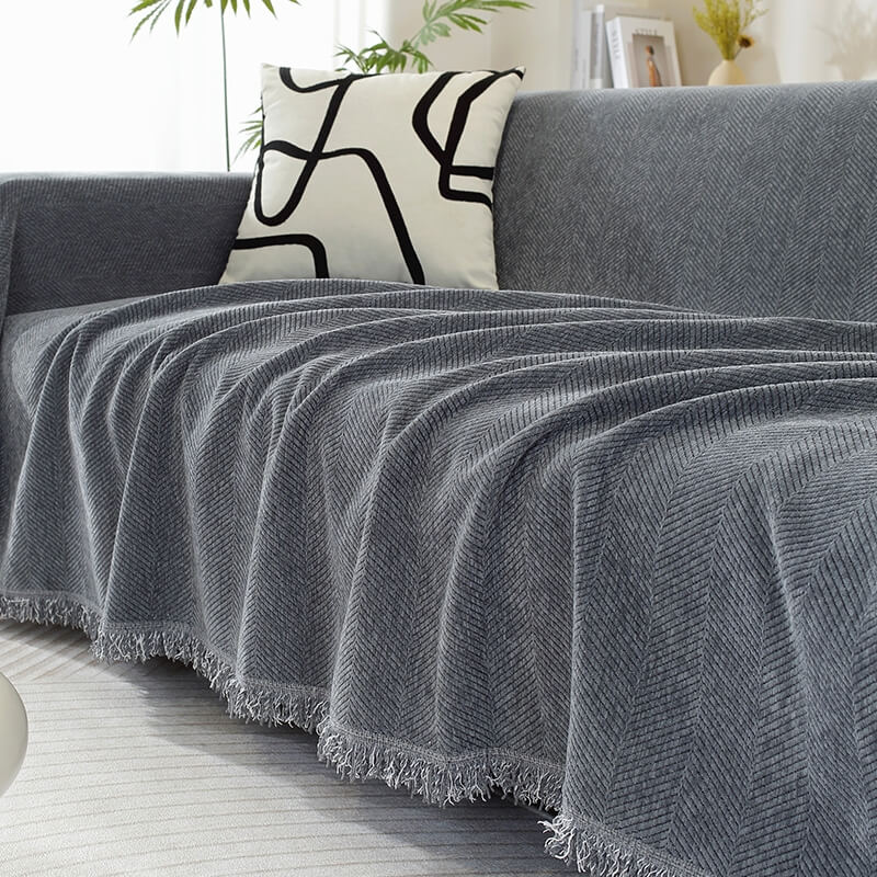 Cozy Chevron Throw Blanket with Gentle Trim
