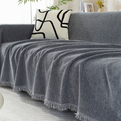 Cozy Chevron Throw Blanket with Gentle Trim