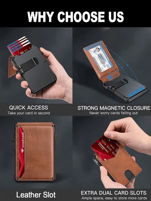 Leather RFID Wallet with Money Clip & ID Card Holder