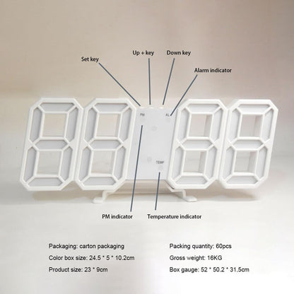 Stylish 3D LED Clock with Built-in Night Light