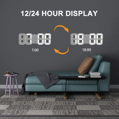 Stylish 3D LED Clock with Built-in Night Light