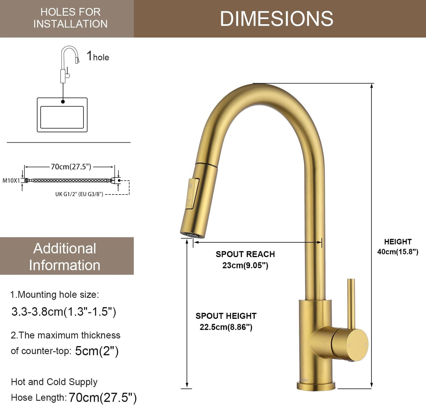 Simple Mount Kitchen Faucet with Flexible Spray Head