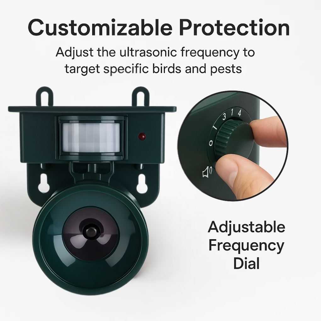 Solar Powered Outdoor Bird Repellent Scarer Device