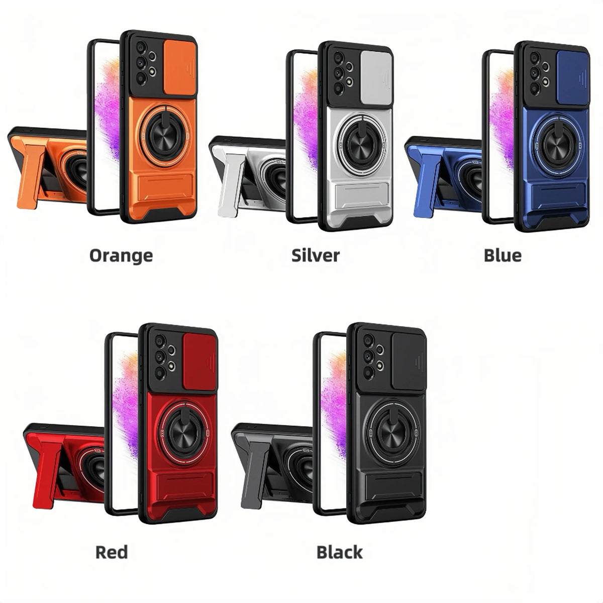 4-in-1 Protective Phone Case with Ring Holder & Kickstand