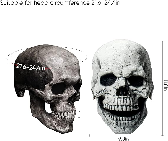 Authentic Skull Latex Mask with Moving Jaw Costume Accessory