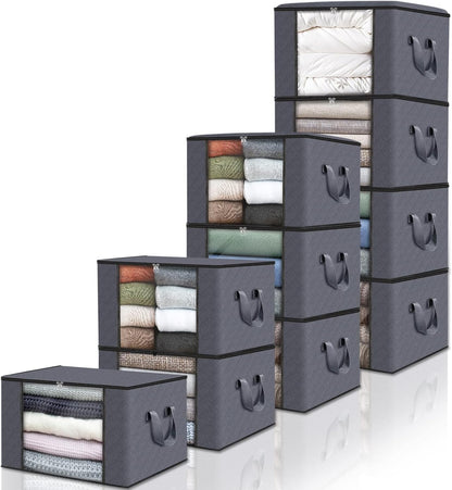 Foldable Storage Containers with Transparent Top and Grip Handles