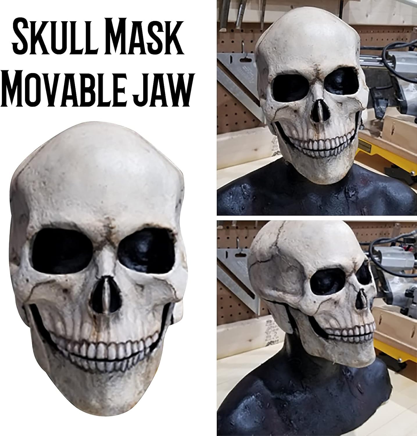 Authentic Skull Latex Mask with Moving Jaw Costume Accessory