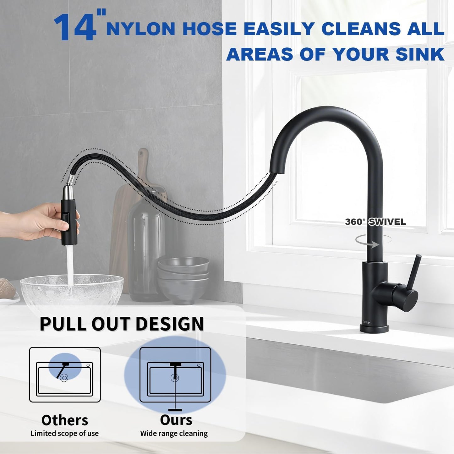 Simple Mount Kitchen Faucet with Flexible Spray Head