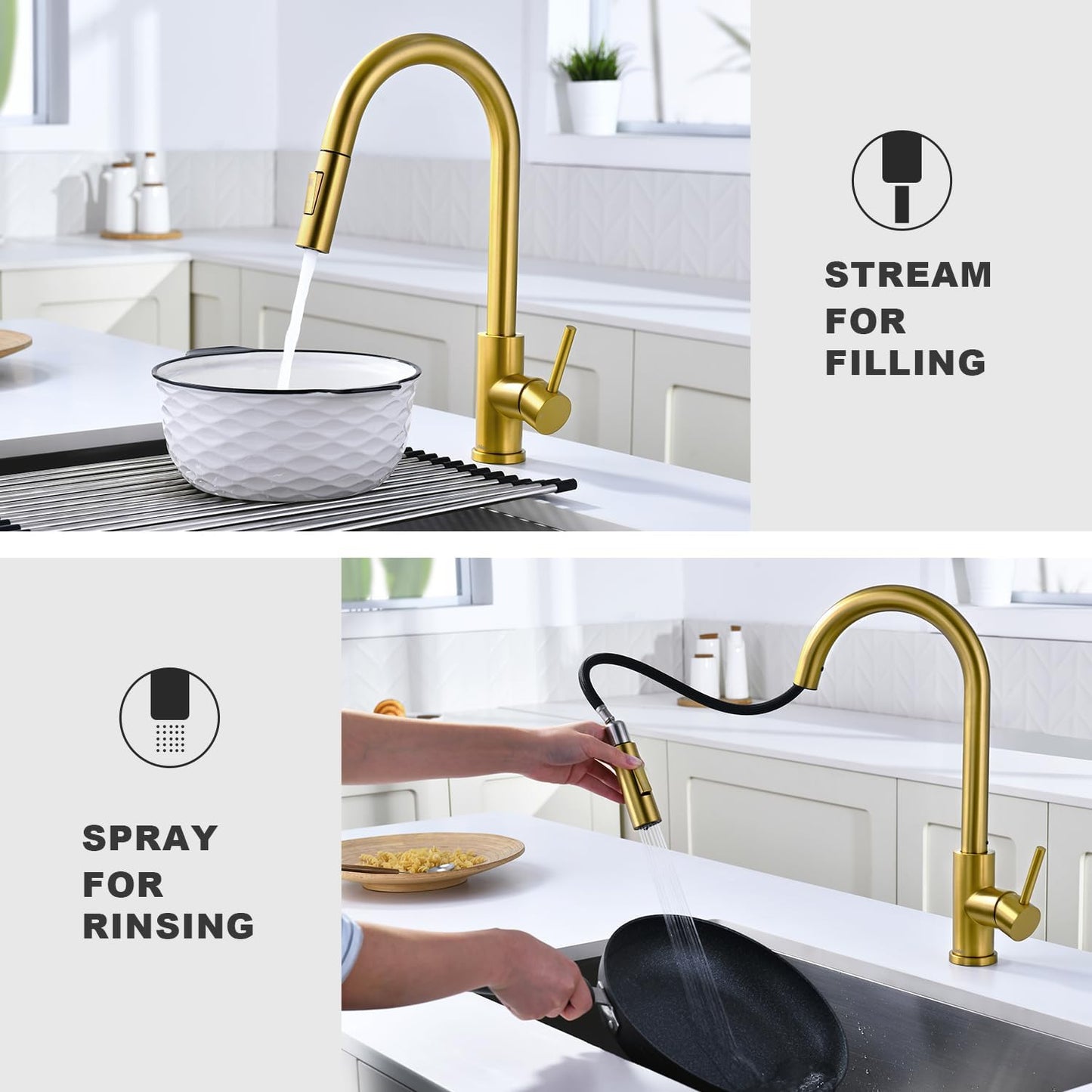 Simple Mount Kitchen Faucet with Flexible Spray Head