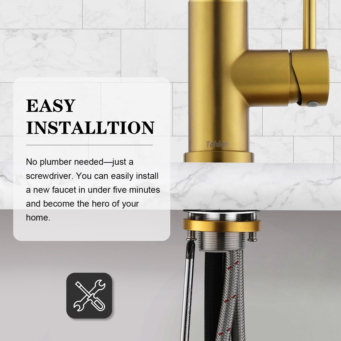 Simple Mount Kitchen Faucet with Flexible Spray Head