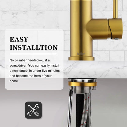 Simple Mount Kitchen Faucet with Flexible Spray Head