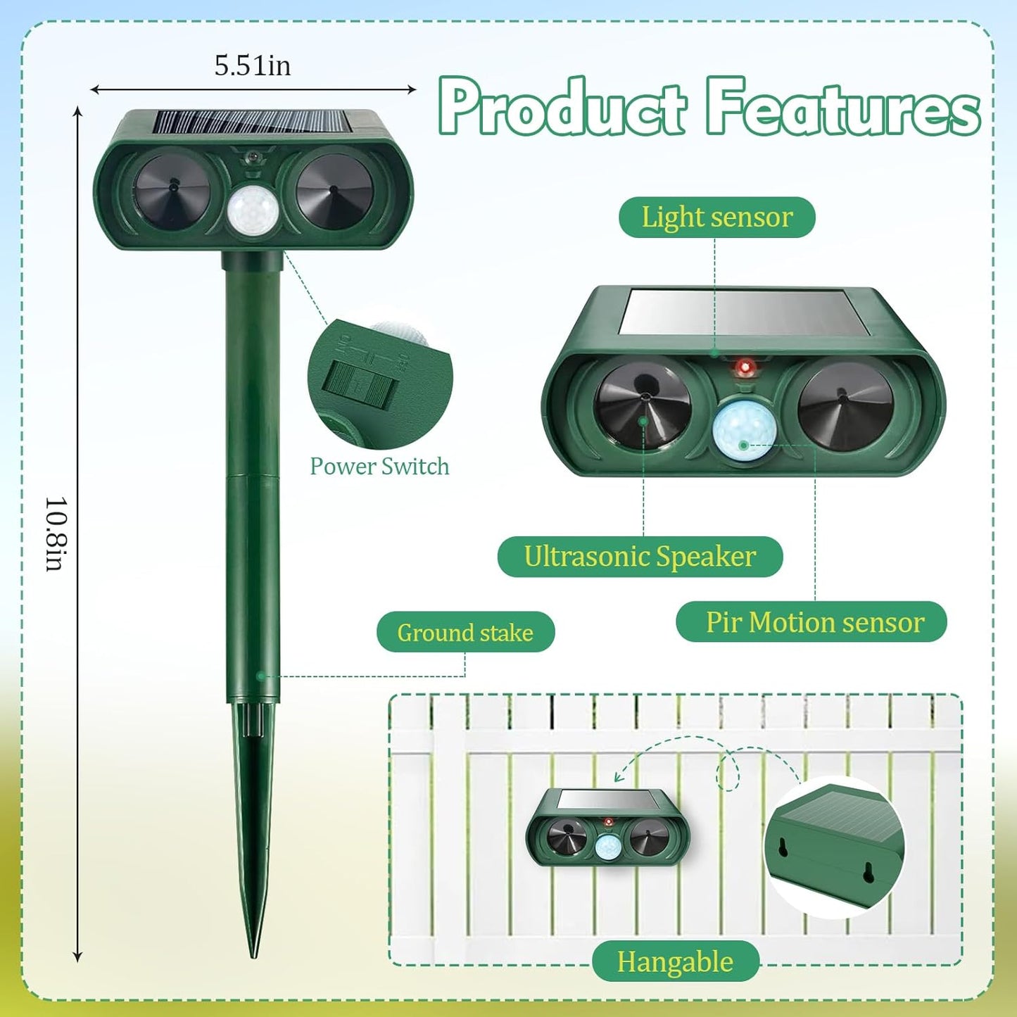 Weatherproof Solar Motion Activated Animal Deterrent
