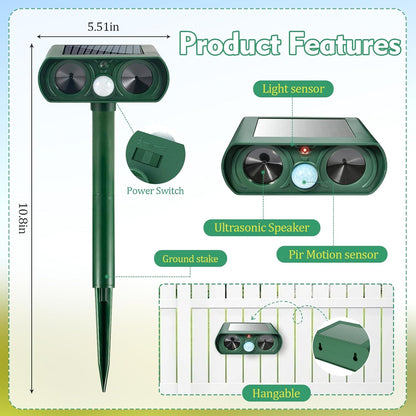 Weatherproof Solar Motion Activated Animal Deterrent