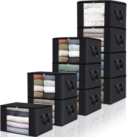 Foldable Storage Containers with Transparent Top and Grip Handles