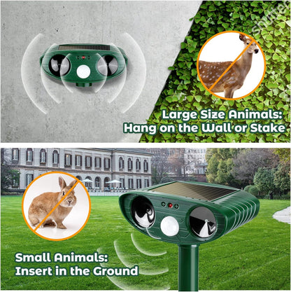 Weatherproof Solar Powered Animal Deterrent Ultrasonic Repeller