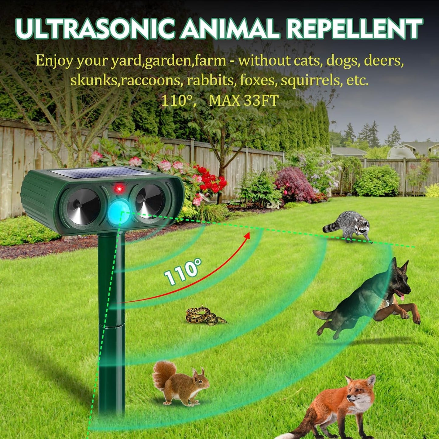 Weatherproof Solar Motion Activated Animal Deterrent