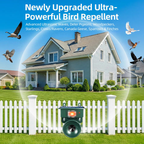 Solar Powered Outdoor Bird Repellent Scarer Device