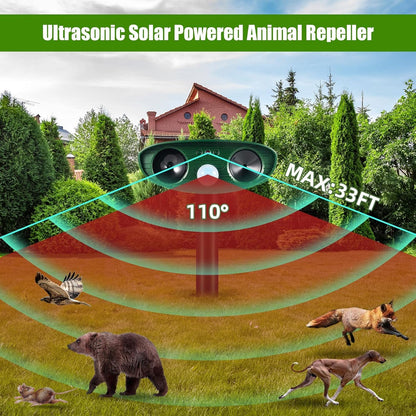 Weatherproof Solar Powered Animal Deterrent Ultrasonic Repeller