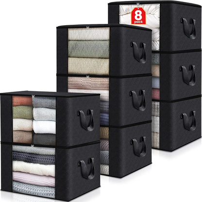 Foldable Storage Containers with Transparent Top and Grip Handles