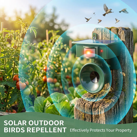 Solar Powered Outdoor Bird Repellent Scarer Device
