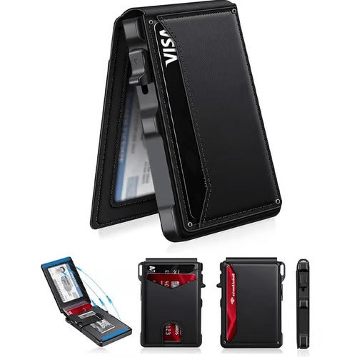 Leather RFID Wallet with Money Clip & ID Card Holder
