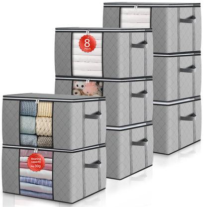 Foldable Storage Containers with Transparent Top and Grip Handles