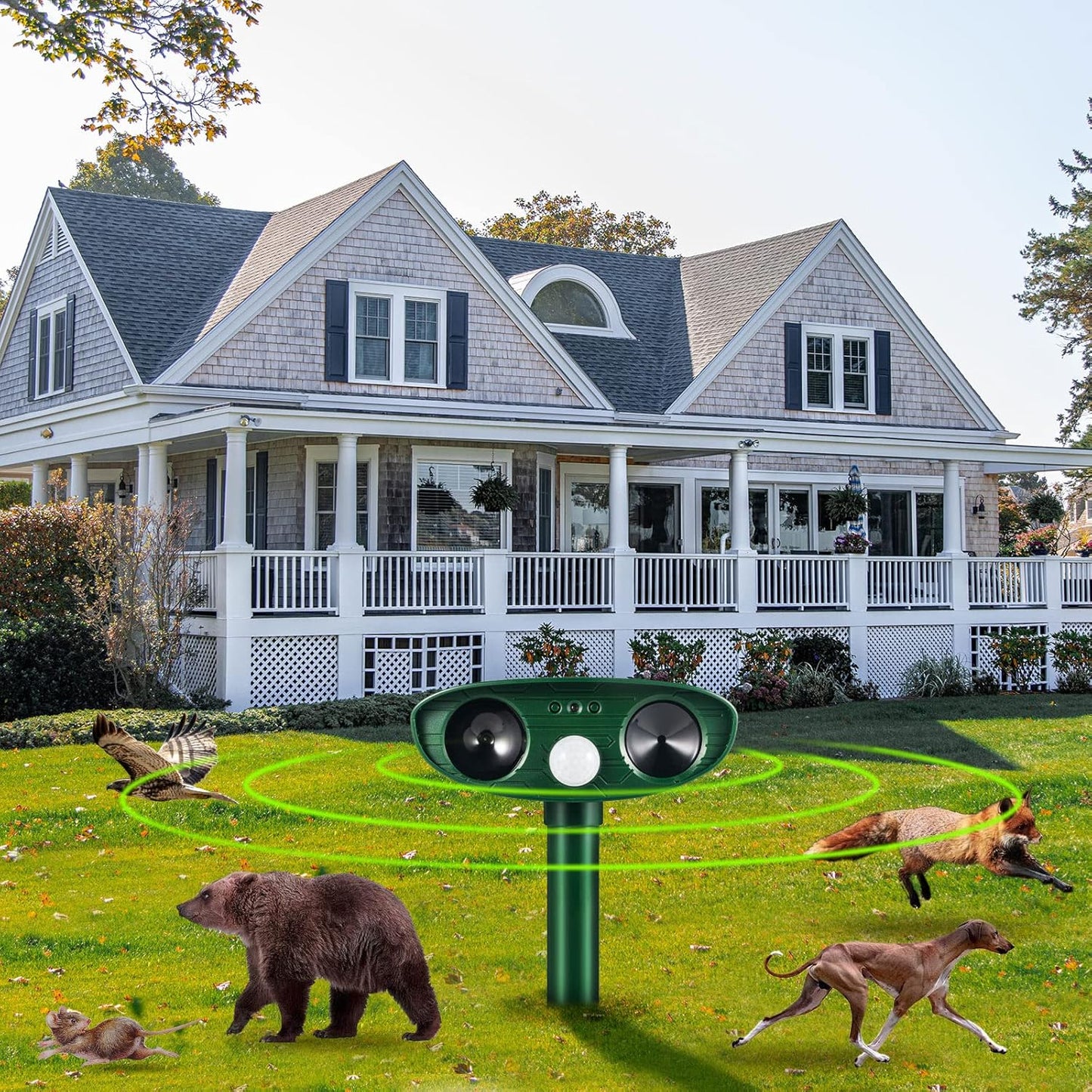 Weatherproof Solar Powered Animal Deterrent Ultrasonic Repeller